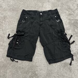 Twice Cargo Shorts Mens 34 Black Grunge Gothic Baggy Skater Pockets Cyber Loose
